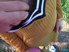 美女, フェラチオ, 車, ハードコア, アウトドア, 公共, 赤毛, オッパイの