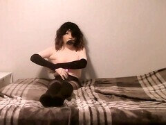 Leie, Amerikanisch, Crossdresser, Transe, Maske, Transfrau, Titten, Vibrator