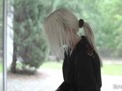 美女, ブロンド, 茶髪の, キス, レズビアン, なめる, マッサージ, オッパイの