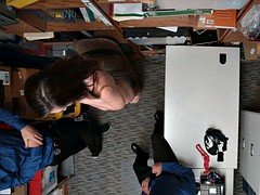 Teen thief tag teamed by security guards in the back office