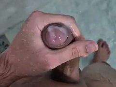 Grosser schwanz, Pummelig, Spermaladung, Schwul, Handjob, Masturbation, Dusche, Solo