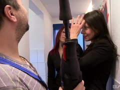 茶髪の, 彼女, 下着, 三人