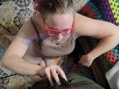 Amateur, Couple, Cum in mouth, Cumshot, Glasses, Handjob, Homemade