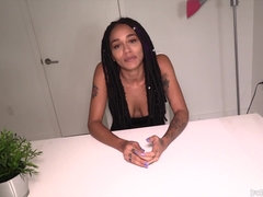 Extra-hot skinny ebony teen gives interview