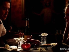 Sucer une bite, Brunette brune, Léchez, Lingerie, Orgasme, Chatte, Rasée, Jarretelles