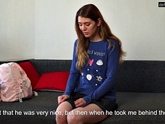 Shy Russian slut masturbates and shows her hymen