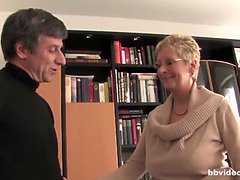 Old German granny fucks her cock ring husband