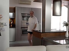 Old man worships girl pussy before shoving boner into it