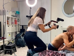 舞台裏, デカチン, デカパイ, フェラチオ, バック, 黒人, 淫乱熟女, ショートヘア