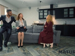 バイセクシャル, 女 人男 人, 熟年, 叫ぶ, 驚き, 三人