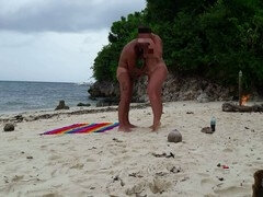 Mind-blowing sex on a naked beach - inexperienced Russian couple
