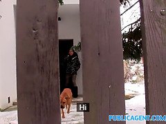 Hot 18-year-old teen fucks big-dicked guy outdoors and takes his load on cam