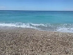 Amateur, Plage, Gros cul, Grosse bite, Tir de sperme, Européenne, Grecque, Chevaucher