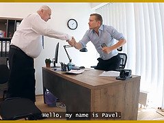 Mina K's dirty office hook: interview with Pavlo Vip4K & Mina K