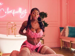 Tattooed Kinky Ebony Mystique with Huge Black Tits