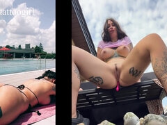 Plage, Gros cul, Gros seins, Attrapée, Gode, Femelle, Orgasme, De plein air