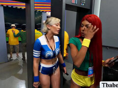 Lucky soccer fan fucks TS security's ass