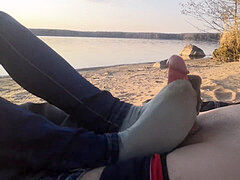 Amateur, Beach, Footjob, Milf, Naked, Nylon, Public, Teen