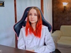 大学生, 女, オナニー, オーガズム, オマンコ, 赤毛, ストッキング, おもちゃ