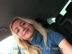 Adorable Czech girl pampers herself with strange driver's penis