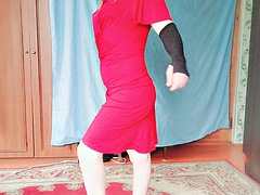 18, デカチン, ブロンド, 女装男装, カワイイ, ドレス, ヨーロピアン, 公共