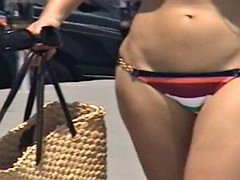 Chica, Playa, Bikini, Adolescente, Voyeur