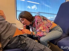 Train Stranger's Blowjob by Katty West in Public
