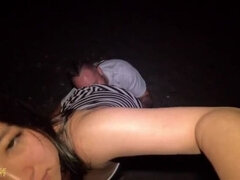 Plage, Voiture, Chinoise, Gorge profonde, Interracial, De plein air, Public, Chatte
