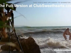 Playa, Mamada, Linda, Al aire libre, Público, Coño, Adolescente, Esposa