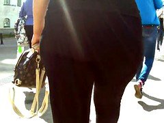 Touch big ass in black spandex