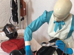Kinky fetish treatment for the patient at a rubber clinic