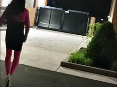 女装男装, ディルド, 熟年, アウトドア, 公共, シーメール, 一人, フェラする