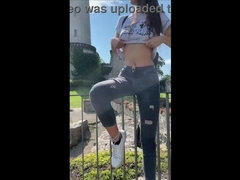 Risky Public Flashing with POV Blowjob in old tourist castle