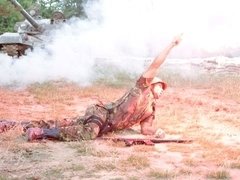 軍人, アジア人, 黒人, 茶髪の, バック, アウトドア, 剃毛, ティーン