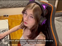 フェラチオ, 口内発射, オナニー, 小柄, スカート, ストッキング, スカートのぞき