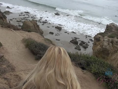 Leie, Strand, Blondine, Flashen, Freundin, Piercing, Muschi, Titten