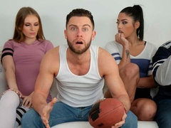 フェラチオ, 茶髪の, バック, 手コキする, ストリッピング, ティーン, 三人, オッパイの