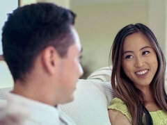 アジア人, デカチン, フェラチオ, 茶髪の, バック, 自然山雀, ティーン, オッパイの