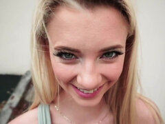 Blonde sweetie is ready to suck a mean pecker in POV
