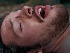 Gay Threesome: Benjamin Blue Rides Theo Dore and Chuck Conrad Outdoors