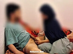 Hijab Teen Surprised By Step Brother's Huge Cock Handjob