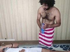 Great shots of a hairy man fucking his busty Desi wife