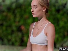 デカチン, 黒人, ブロンド, フェラチオ, 茶髪の, カップル, ダブル開発, フェラする