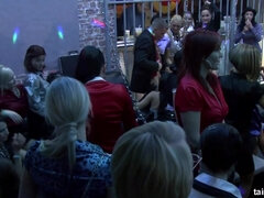 Drunk girl blows hard dick in the night club