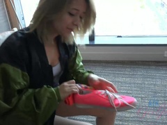 Amateur, Salle de bains, Blonde, Nue  à poil, Culottes ou slips, Pov, Chatte, Maigrichonne