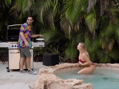 Leie, Bikini, Blasen, Betrug, Paar, Lecken, Masturbation, Muschi