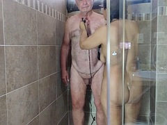 Abierta, Pajear, Masturbación, Maduro, Público, Afeitado, Ducha, Tetas