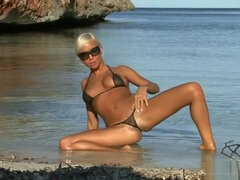 Playa, Belleza, Rubia, Linda, Garganta profunda, Hd, Orgasmo, Tetas