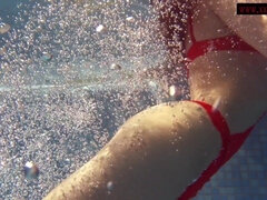 18, 美女, デカパイ, 茶髪の, 公共, 一人, ティーン, 水中