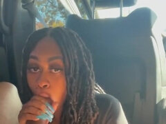 Enthousiasteling, Pijpbeurt, Auto, Sperma shot, Lul, Zwart, Gezichtspunt, Slikken
